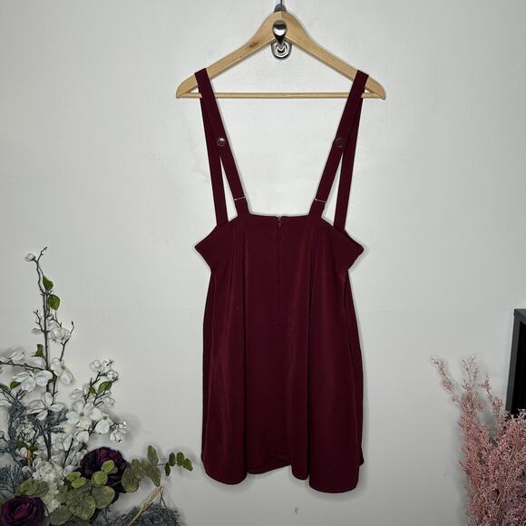 MODCLOTH Overall Winner Jumper Skirt Maroon Wine Red Sz L {N41} - Picture 4 of 5